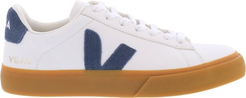 Veja Dames Campo Sneaker Leer Wit Blauw White Dames