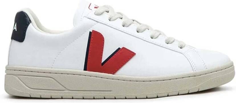 Veja Witte Sneakers met Rode V en Marineblauwe Hiel White