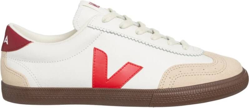 Veja Witte Leren Volley Sneakers Multicolor Dames