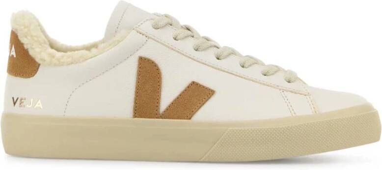 Veja Witte Leren Sneakers Met Geribbelde Textuur White Dames