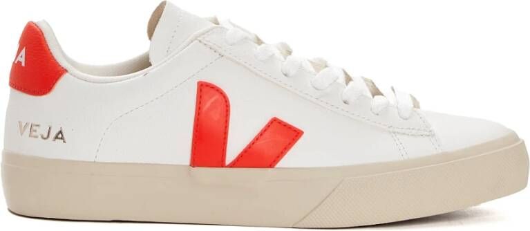 Veja Wit Oranje Leren Sneakers White Dames