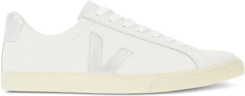 Veja Wit Zilver Logo Leren Sneakers White Dames