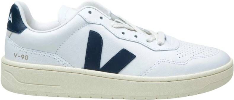 Veja Wit Blauw Leren Sneakers White Heren