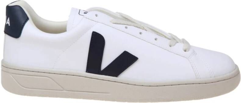 Veja Witte Blauwe Leren Sneakers Ronde Neus White Heren