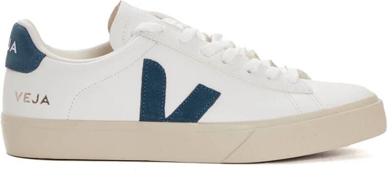 Veja Witte Californië Blauwe Leren Sneakers White Heren