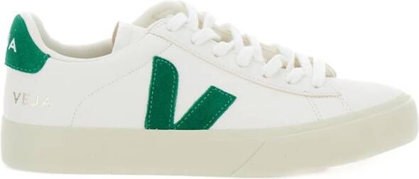 Veja Groene Leren Sneakers met Logo Detail White