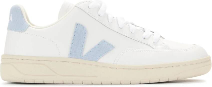 Veja Witte en Blauwe Leren Sneaker V-12 White Dames