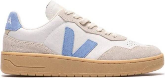 Veja Witte en blauwe leren sneakers Multicolor Dames