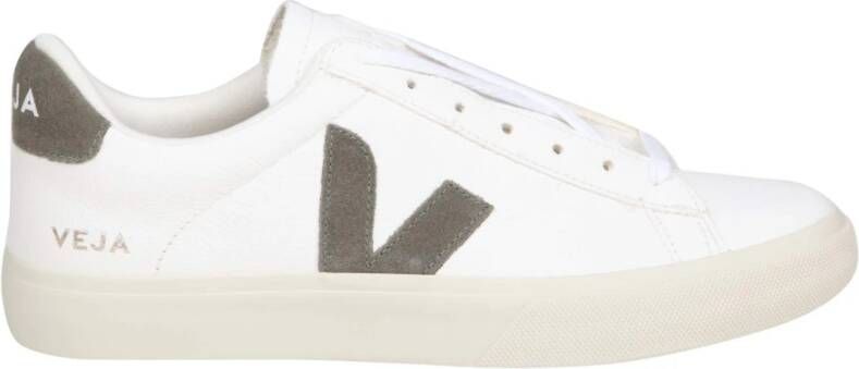 Veja Witte en groene leren sneakers White Heren