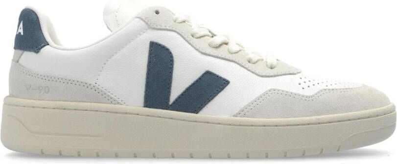 Veja Witte en Lichtblauwe Leren Sneakers White Dames