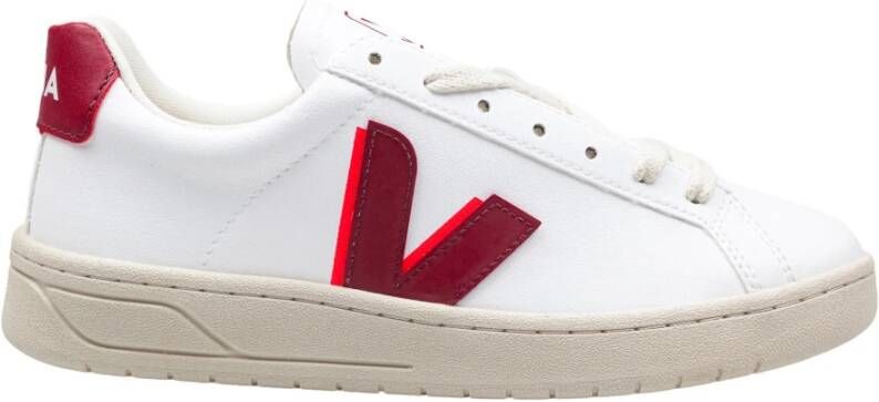 Veja Witte en rode leren sneakers White Dames