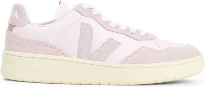 Veja Witte en roze leren sneakers Purple Dames