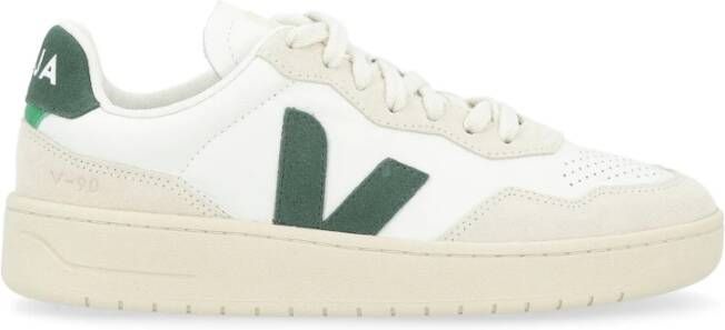 Veja Witte Groene Leren Sneaker V-90 White Heren