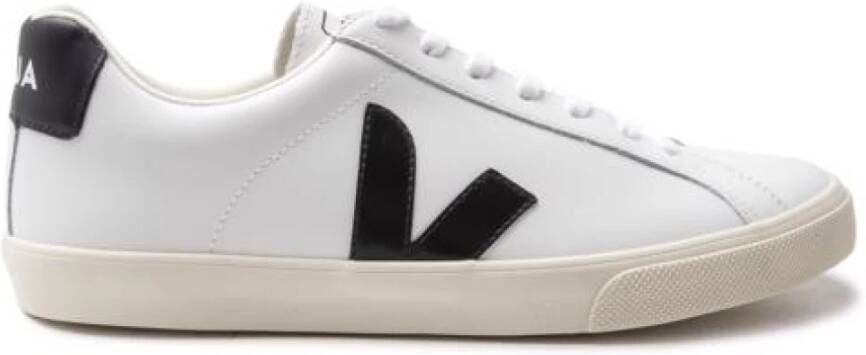 Veja Witte Leren Low Logo Trainers Wit Heren