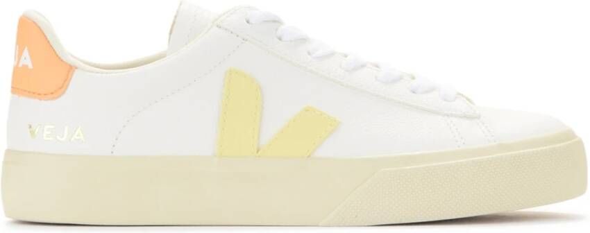 Veja Witte Leren Sneaker met Perzik Details White Dames