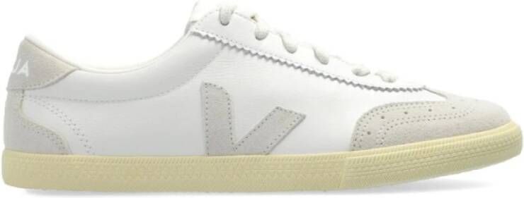 Veja Witte Leren Sneakers met Natuurlijke Details White Dames