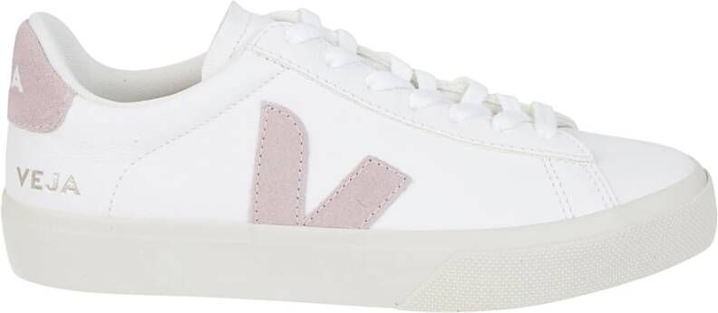 Veja Witte leren sneakers met roze suède White Dames