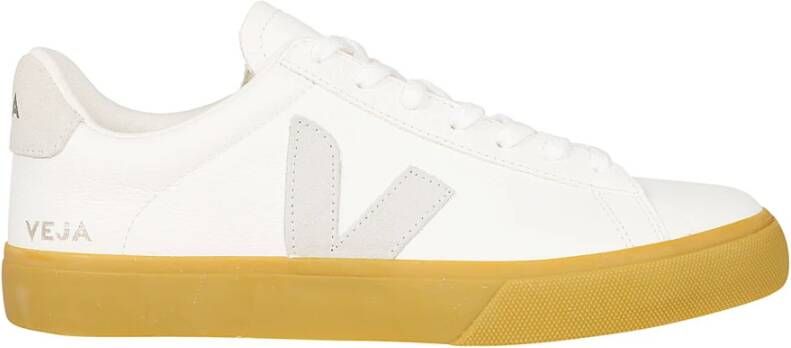 Veja Witte leren sneakers met suède detail White Heren