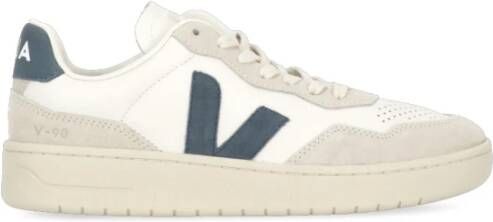 Veja Witte Leren Sneakers Ronde Neus Vetersluiting White Dames