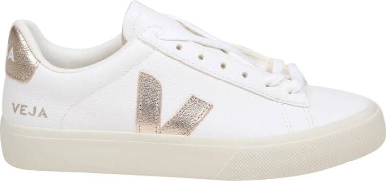 Veja Witte Leren Sneakers Ronde Neus White Dames