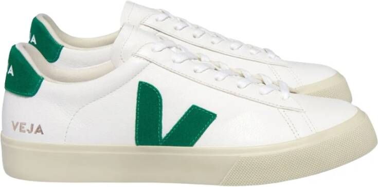 Veja Witte Sneakers met Groen Logo White Heren