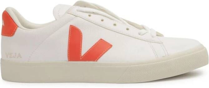 Veja Leren Logo Sneakers Vetersluiting Ronde Neus White