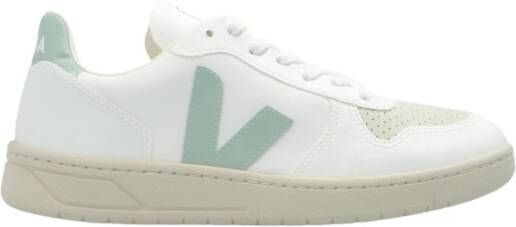 Veja Witte Vetersneakers met Blauwe V-Patch Wit Dames