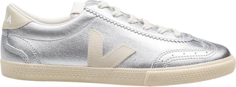 Veja Zilveren Leren Sneakers met Amazone Rubber Gray Dames