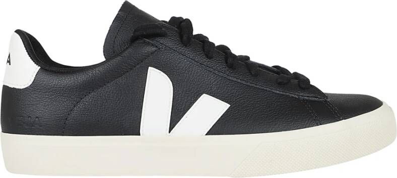 Veja Zwarte en witte leren sneakers Black Heren