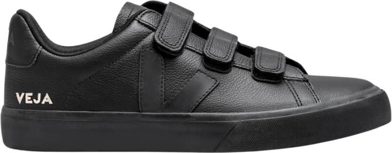 Veja Zwarte Leren Sneakers Black Dames