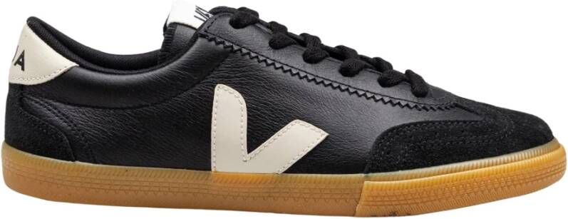 Veja Zwarte Leren Volley Sneakers Black Dames