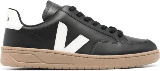 Veja V-12 Leren Sneakers Zwart Wit Black Heren