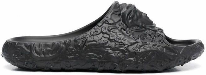 Versace Geëmbosseerde Medusa Dimension Slides Black Heren