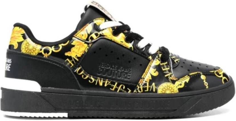 Versace Jeans Couture Barokpatroon Sneakers Zwart met Gouden Accenten Multicolor Heren