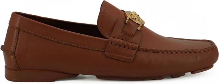 Versace Bruin Leren Loafers met Medusa Detail Brown Heren