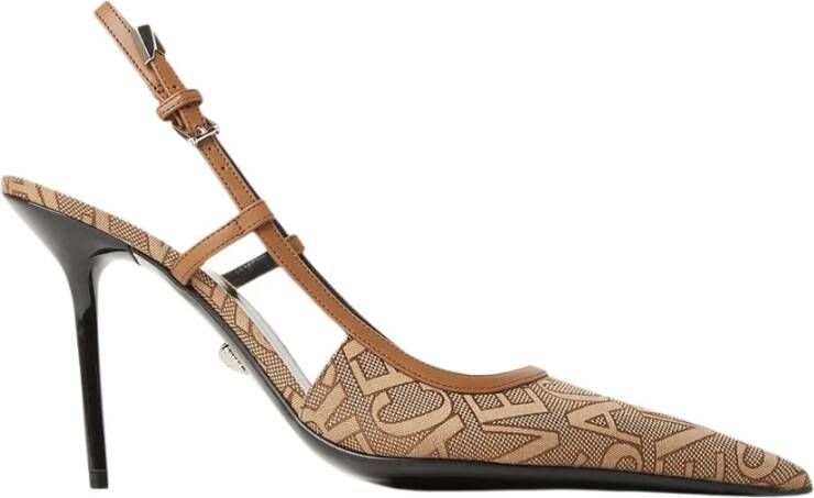 Versace Beige Platte Schoenen met Allover Slingback Ontwerp Beige Dames