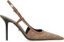 Versace Elegant Logo Trim Slingback Pumps Brown Dames - Thumbnail 1