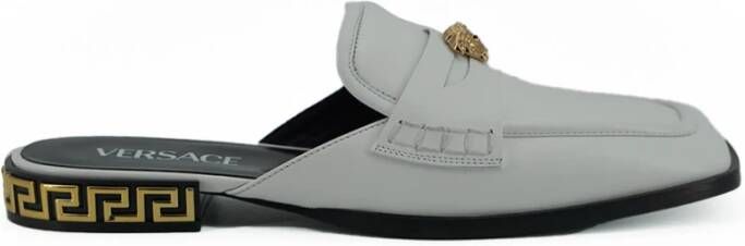 Versace Elegante witte leren slippers Gray Dames