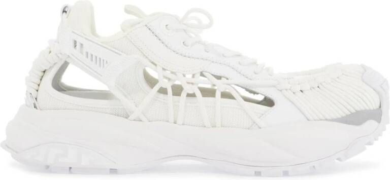 Versace Futuristische Leren Sneakers met Koordweefsel White Dames