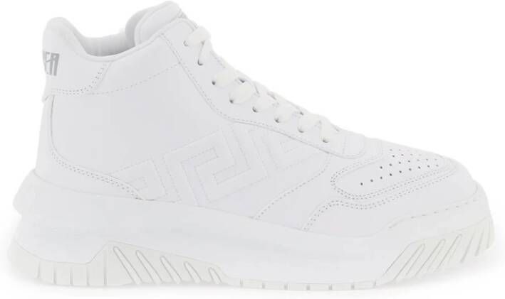 Versace Geëmbosseerde Greca Leren Sneakers White Heren