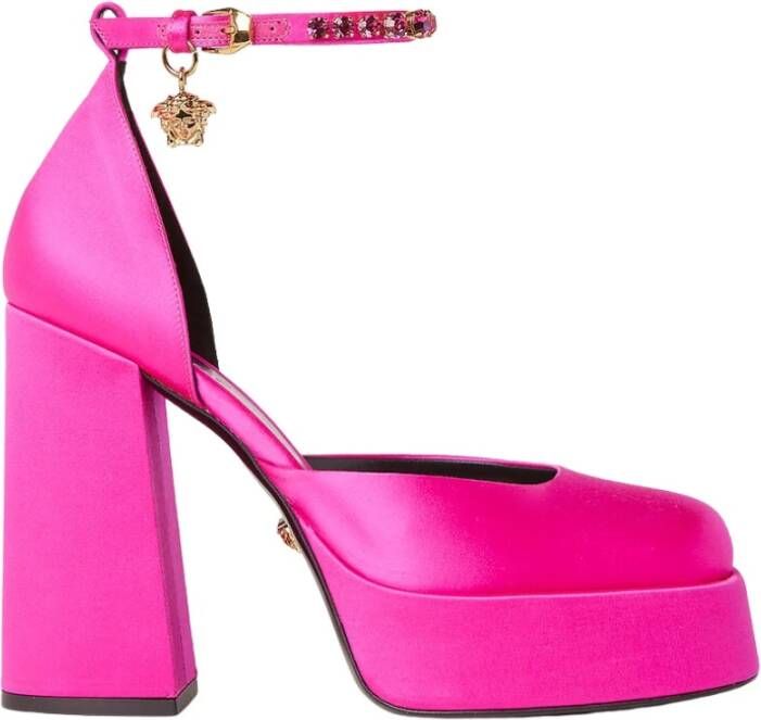 Versace Fuchsia Hak Platform Sandalen met Medusa Charme Pink Dames