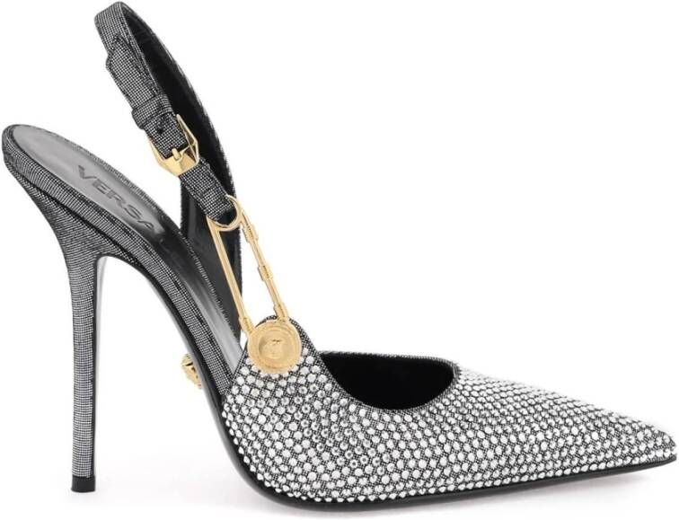 Versace Glitterende Rhinestone Slingback Pumps Gray Dames