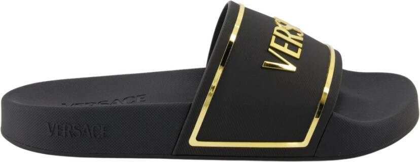 Versace Gouden Logo Slides Lente-Zomer 2025 Black Dames