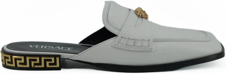 Versace Gouden Medusa Leren Muiltjes Witte Schoenen White Dames