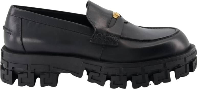 Versace Zwarte platte schoenen Mocassini Black Heren