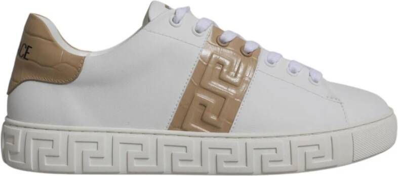 Versace Greca Print Lage Sneakers Wit White Heren