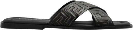 Versace Zwarte Sandaal Regular Fit Geschikt voor Warm Klimaat 100% Leer Black Heren