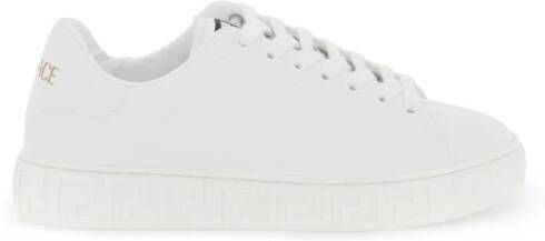 Versace Greca Sneakers met Gouden Logo White Heren