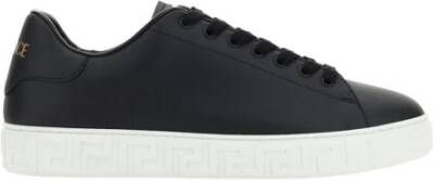 Versace Grieks geëtste kalfsleren sneakers met monogram Black Heren