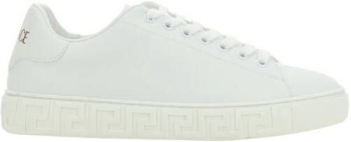 Versace Grieks Print Leren Sneakers White Dames